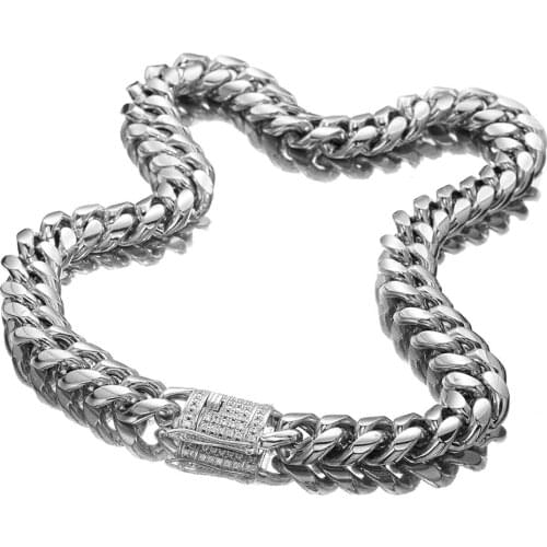 Hip Hop 16mm Iced Out Cuban Crystal Miami Huge Heavy Stainless Steel Necklace Chain Men Necklace/ Bracelet For Men Jewelry