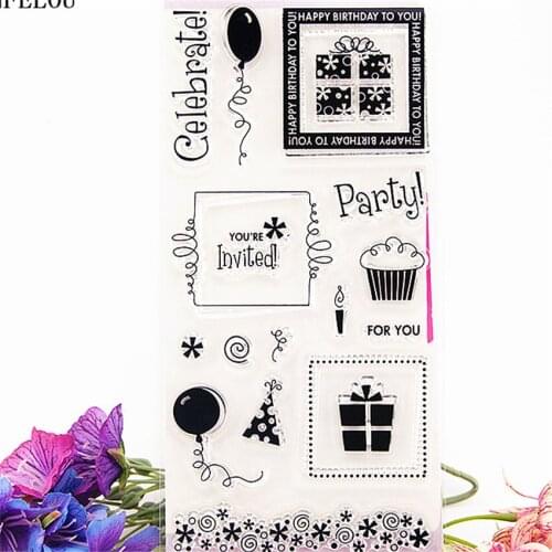 PANFELOU The Cake balloon Transparent Silicone Clear Stamp/Seal for DIY scrapbooking/photo album Decorative sheets