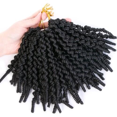 Spring Twists 8 inch Crochet Hair Spring Pre-twisted Bomb Braid 15 Roots Synthetic Braiding Hair Extensions