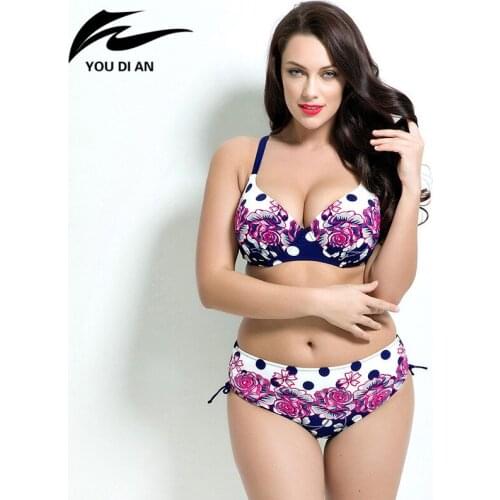 Sexy Printed Plus Size Bikini Set Womens Swimwears Push Up Womens Bikini Super Large Bikini Cup Set Womens Swimwear Beach Wear