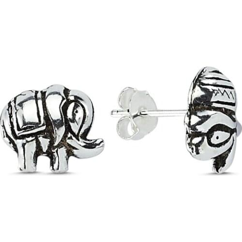 Silverlina Silver Without Stone Elephant Earrings