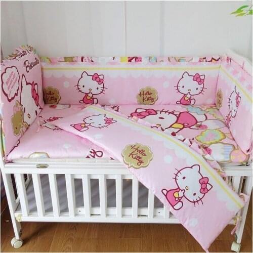 Discount! 6pcs baby crib bedding set bed linen cartoon baby cot set, include(bumper+sheet+pillowcase)