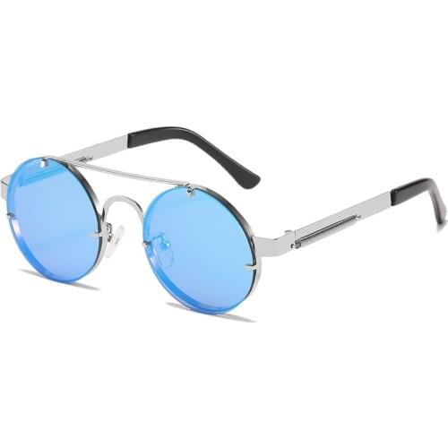 Stylish Round Metal Punk Style Sunglasses for Women Men Colorful Stainless Steel UV400 Sun Glasses