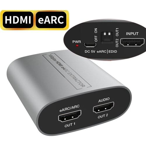 18Gbps HDMI-Compatible eARC Extractor 2K/4K/60Hz Splitter Adapter Audio Extractor ARC Loop for Amplifier Soundbar Speaker HDTV