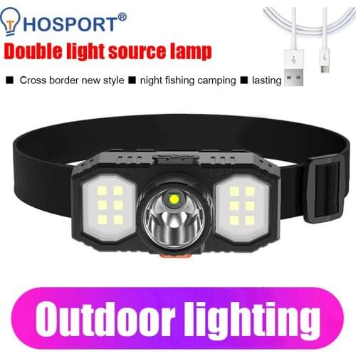 XPE COB LED Headlamp Waterproof USB Rechargeable Head Light Portable Headlight Torch for Outdoor Night Fishing Hiking Lighting