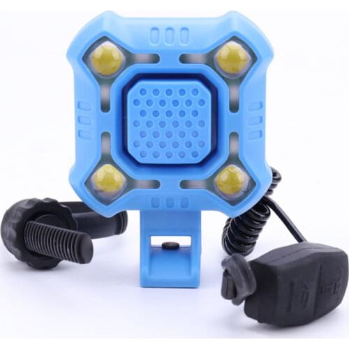 IPX6 Waterproof Loud Alarm Security Bicycle Bell 2 in 1 4 Lamp Cycling Light 140 dB Bike Bell Electric Horn USB Charging