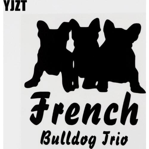 YJZT 12.7CMX13.7CM French Bulldog Trio Fun Vinyl Animal Car Sticker Decals 8C-0100