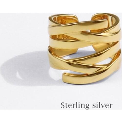 Sole Memory Multi-layer Winding Creativity 925 Sterling Silver Female Resizable Opening Rings SRI793