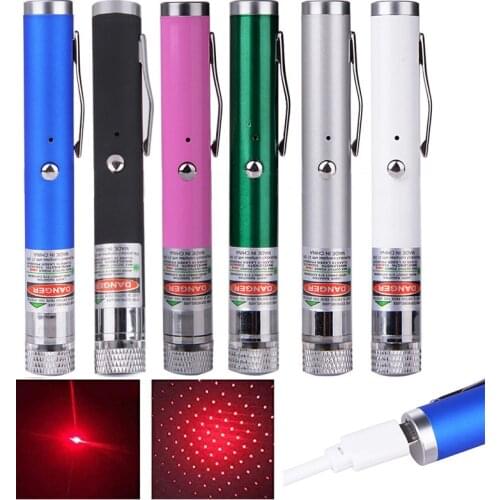 Star Red Dot 2in1 Powerful Laser Pointer USB Laser Pen Built-in Battery Rechargable Teaching Pen for PPT