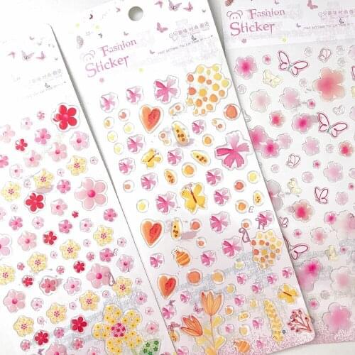 1 Sheet Kawaii Sakura With Butterfly DIY Adhensive Mini Stickers Stationery Decorative Stick Label School Office Supply