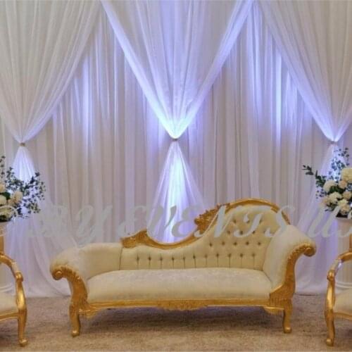 10ft(H) * 20ft(W) Pure White Luxury Wedding Backdrop wedding Stage curtain with clear Swag wedding decoration