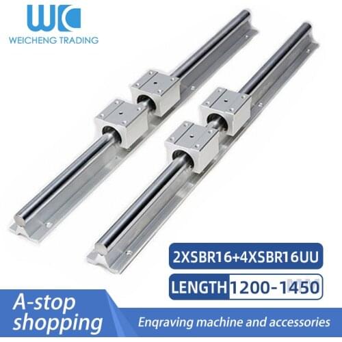 2pcs SBR16 linear guides 1150/1200/1250/1300/1350/1400/1450mm Linear shaft rail support + 4pcs SBR16UU Linear bearing blocks