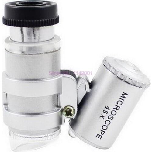 200set 45x Handheld Mini Magnifying Glass 1Pcs LED Magnifier Glass Money Detector Jewelry Magnifying Glass Jewelry