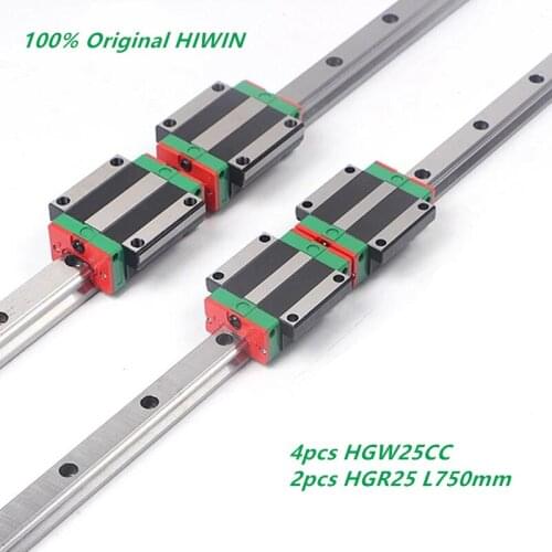 4pcs Original HIWIN HGW25CC linear flanged carriage block FOR 2pcs HGR25 750mm Linear Guide Rail