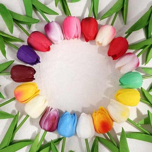 5/10pcs PU Mini Tulip Artificial Flowers Real Touch Artificial Bouquet Fake Flower Shooting Ornaments for Photography Prop Decor