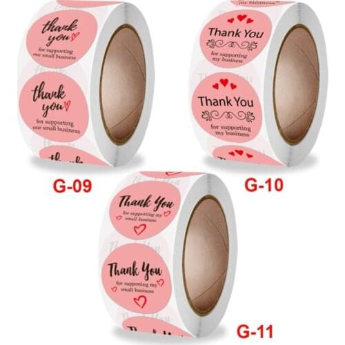 500pcs Thank You for Supporting My Small Business Stickers Heart Seal Labels Handmade Adhesive Sticker for Candy Gift