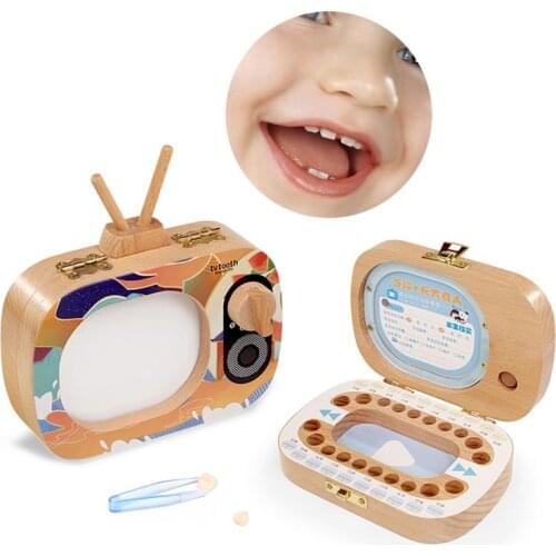 Baby Milk Teeth Box Wooden Tooth Box Baby Tooth Organizer for Kids Deciduous Storage Box memorial Gift