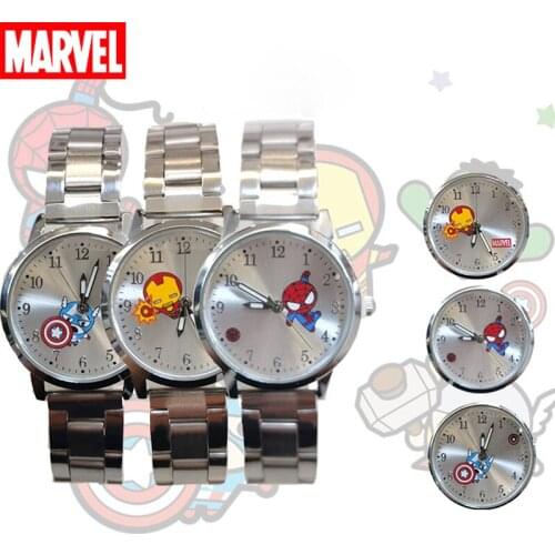 New Disney Spiderman Iron-man Captain America Kids Watch Boy Stainless Steel Watchs Wipe Cartoon Anime Figure Marvel Watches