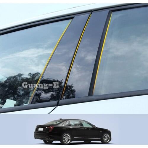 For Cadillac CT6 2016-2021 Car PC Material Pillar Post Cover Door Trim Window Piano Black Molding Sticker Plate