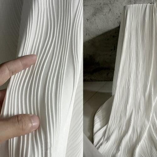 Elastic fabric white 150cm wide for clothing DIY handmade garments materials stereo stripe design 2021new high quality