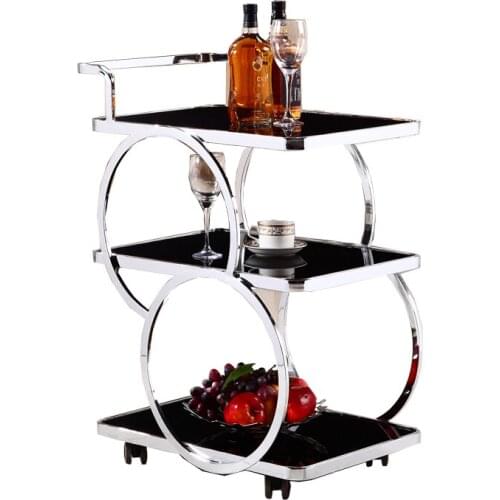 Food Delivery Van Stainless Steel Three-Layer Drinks Trolley Tea Weagon Snack Cake Car 4S Shop Mobile Trolley
