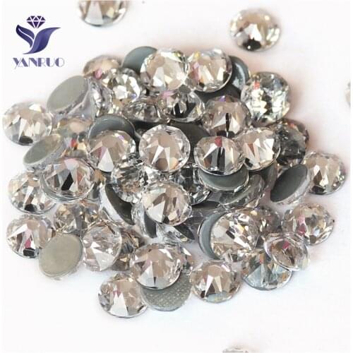 YANRUO 2088HF All Sizes Crystal Clear Glass Stones Glitter Strass Hotfix DIY Flat Back Adhesive Rhinestones For Clothes