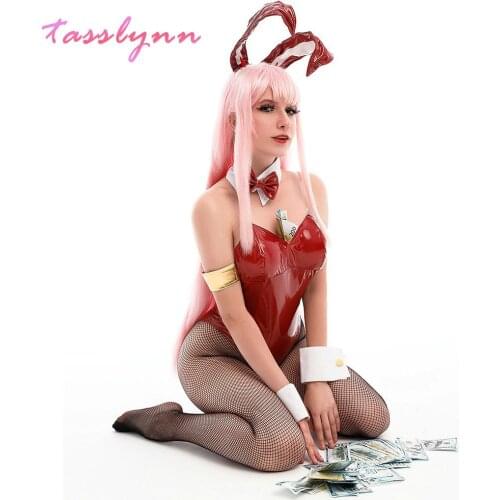 2020 Anime DARLING In The FRANXX Cosplay Costume Zero Two Bunny Girl Cosplay Costume 02 Sexy Women Jumpsuit Red Leather Suit