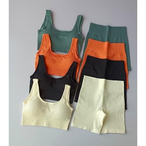 2 Piece Set Women Seamless Women Yoga Set Workout Clothes Tracksuit Gym Clothing Suit for Fitness Sleeveless Sport Outfit Woman