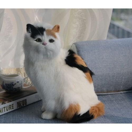 Creative simulation colourful cat toy polyethylene&furs lovely sitting cat model gift about 26x19x14cm 2924