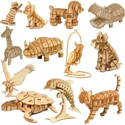 Laser Cutting 3D Paper Puzzle Toys Small Animals Marine Organism Assembly Model Kits Desk Decoration Puzzle Toys For Kids