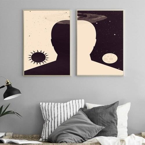 Minimalist Thinking Day And Night Canvas Prints Modern Painting Posters Wall Art Pictures For Living Room Decoration No Frame