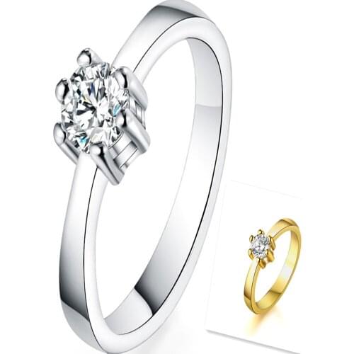 Fashion wholesale size 6-9 Gold color silver color Crystal CZ Stone Wedding Engagement Ring for women Noble gift LR096