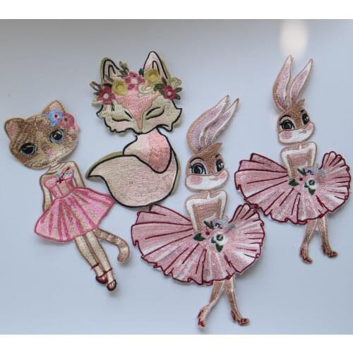 Fashion 3D cat rabbit embroidered Patches for clothing DIY sew on animal parches Embroidery lace applique cartoon