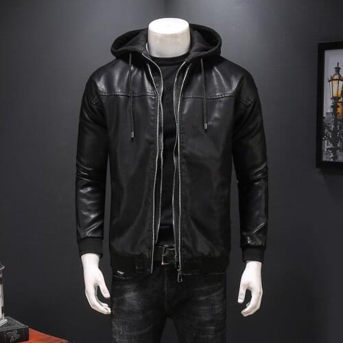 Autumn Winter New Leather Jacket Mens Trend Motorcycle Hooded Jacket And Coat Korean Youth PU Casaco Masculino Male Clothing