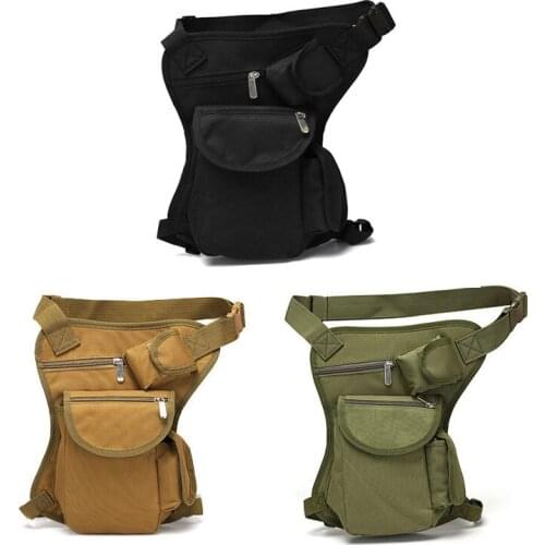 Men Tactical Drop Leg Bag Military Canvas Waist Pack Fanny Pack Outdoor Sports Travel Cycling Riding Motorcycle Belt Multi-Pouch