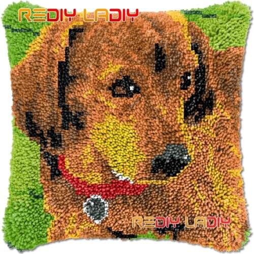 Latch Hook Cushion Friend Dog DIY Needlepoint Kits Chunky Acrylic Yarn Arts Crocheting Lofty Pillow Case Hobby & Crafts