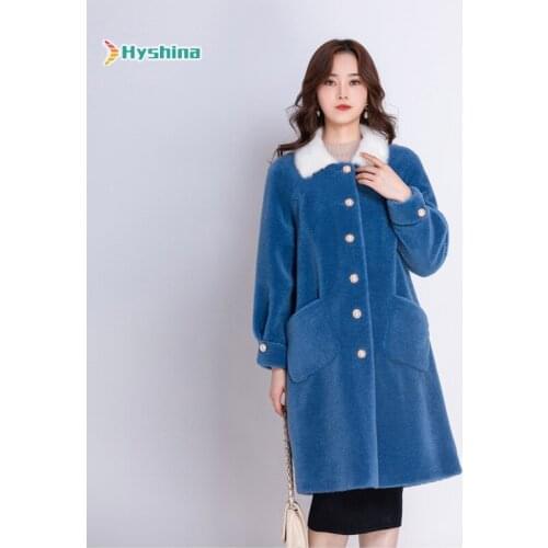 2020 New Sheep Shearing Coat Womens Middle Long Mink Collar Winter Wear Granular Wool Composite Fur One Coat