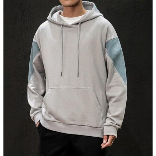 Autumn and winter 2020 new mens large contrast Hooded Sweatshirt loose long sleeve Sweatshirt M-5XL