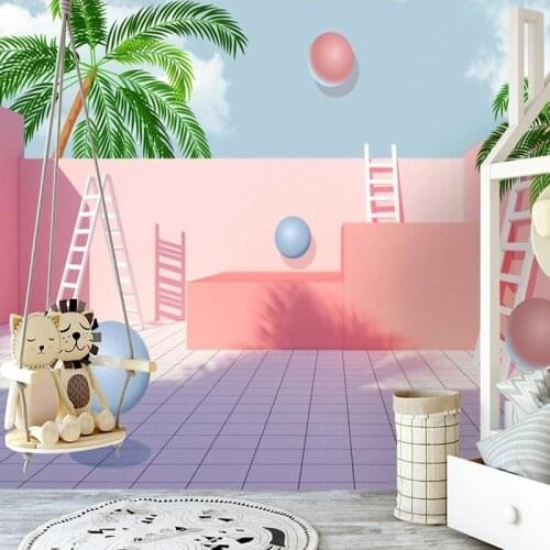 Custom 3D Mural Photo Wallpaper Cartoon Hand Painted Geometric Stereoscopic Multicolor Building Children Bedroom Wall Background