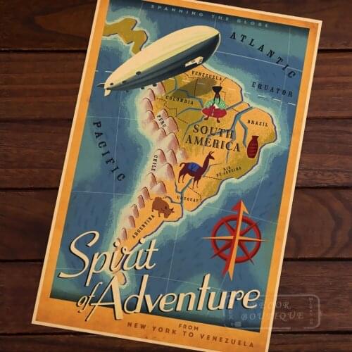 Pop Map of Spirit Adventure New York Classic Vintage Retro Kraft Decorative Poster Maps Home Bar Posters Wall Canvas Sticker Dec