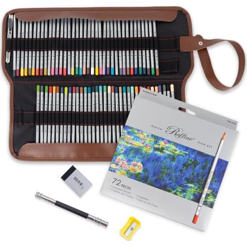 Marco Raffine Color Pencil Drawing Art Supplies with Roll UP Washable Canvas Pencil Bag 48/72 Colored Pencils Set