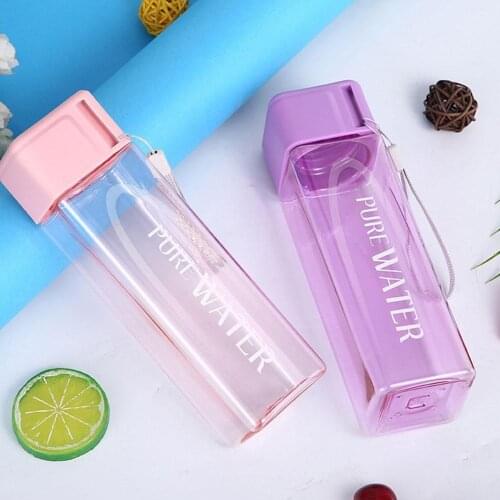 Simple square water cup Plastic Sport Water Bottle Large Capacity Outdoor Matte Water Cup Men Women Kids Student Protable Bottle