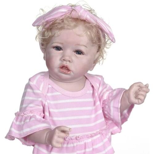 55cm Realistic Doll Full Soft Silicone Vinyl Toddler Babies Lifelike Girl Birthday Gift Washable Toy
