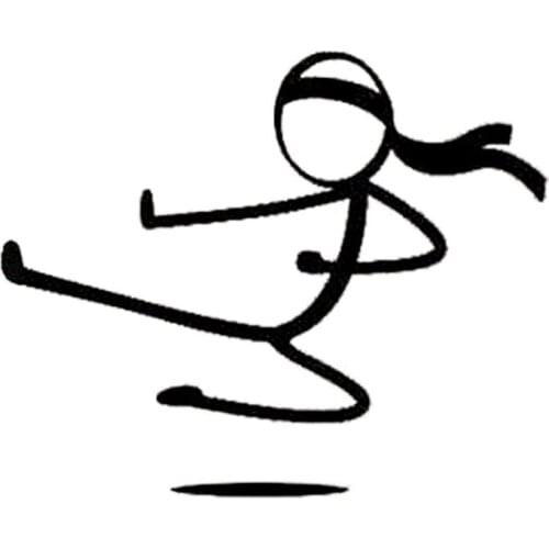 Lifelike Karate Stick Figure Man Ninja Sticker High Quality Car Stickers Decoration Personality PVC Waterproof Decal Black/white