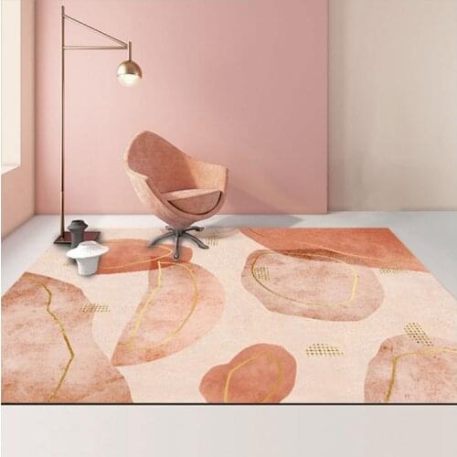 Nordic INS Pink Geometric Pattern Carpet Living Room Bedroom Coffee Table Mat Room Bedside Blanket Home Decoration