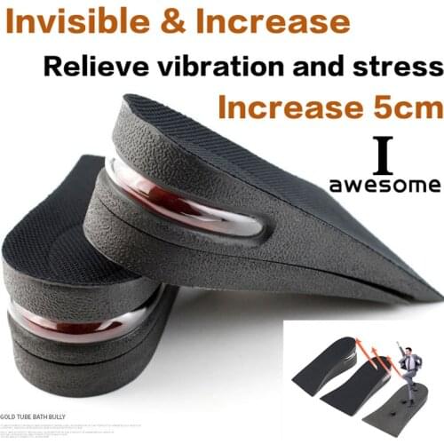 Increase 5cm New Height Increase Insole Adjustable 2-Layer Air Cushion Invisible Pads Soles Insoles inserts For Shoes Men/Women