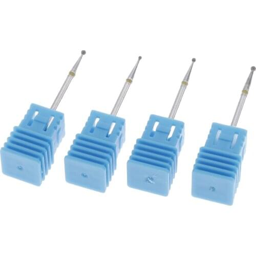 4x Nail Art Drill Bits Ball Style 3/32" Shank Manicure Polishing Buffing Bit