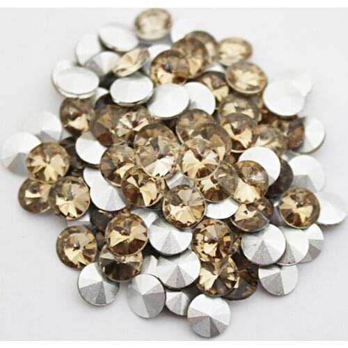 Light Topaz Crystal Rhinestone Strass Non Hotfix Rhinestones 6mm 10pcs Round Crystals DIY 3D Nail Art Gems decoration