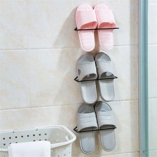 Iron Wall Mounted Shoe Shelf Shoes Rack Stand Bathroom Over Door Hanger Organizer Hanging Storage Slipper Entryway Home Decor