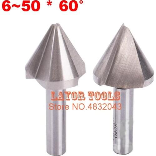 1pcs 6mm-50mm 60 Degree HSS Chamfer Cutter Chamfering Drilling Mill Drill Set Milling Cutting Tool(6/8/10/16/20/25/30/40/50mm)